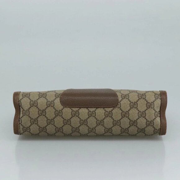 GUCCI GG Supreme Web Sherry Line Clutch Bag PVC Beige Red 89 01 033 Auth 111492 - Picture 10 of 16